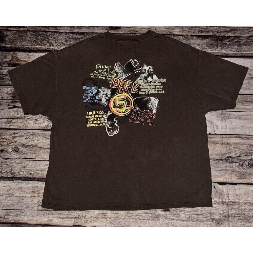 Vintage Busch Gardens Defy the 5 T-Shirt Brown Mens Size 3XL